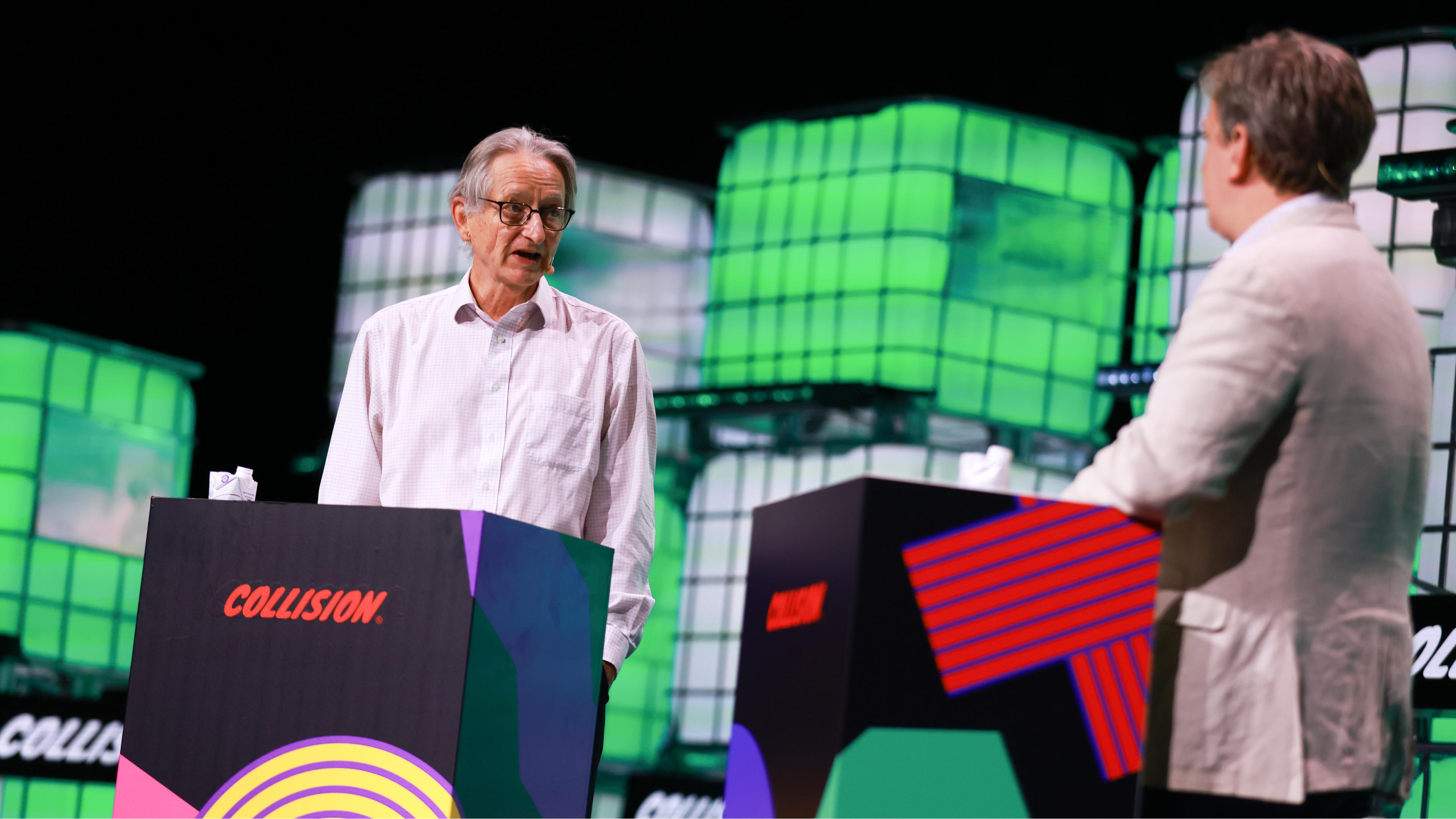 Geoffrey Hinton on Centre Stage during day two of Collision 2024 at the Enercare Centre in Toronto, Canada. Photo by Vaughn Ridley/Collision via Sportsfile